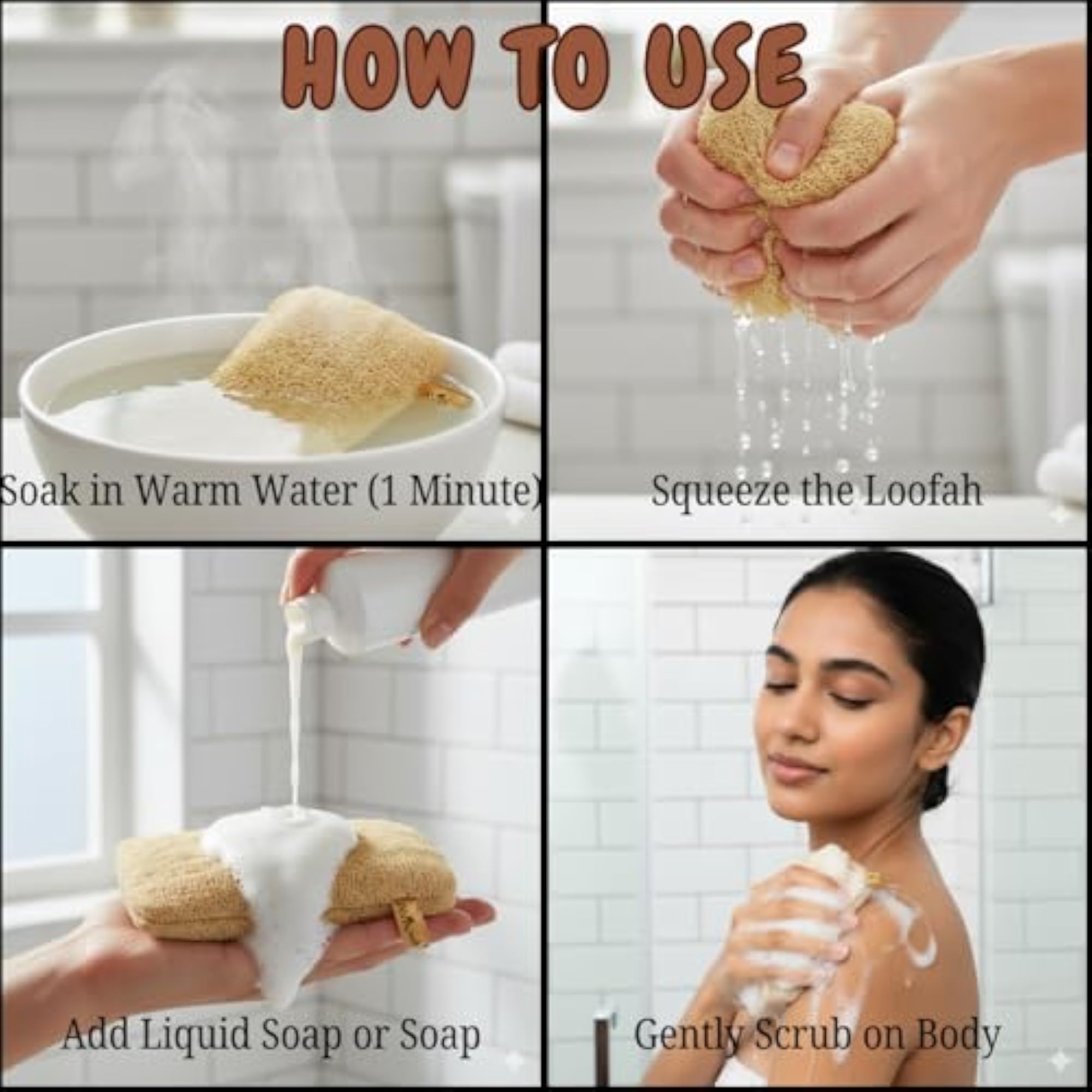 100% Natural Sun-Dried Loofah, Organic Bath Scrubber